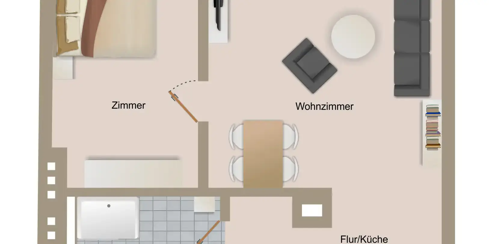 Grundriss Apartment Bartkauz - Möblierte Apartments auf Zeit in Lutherstadt Wittenberg