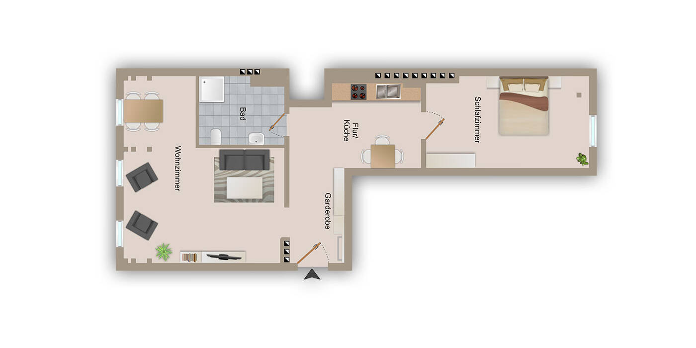 Grundriss - Ferienwohnung „Haubeneule“ – Komfortabel wohnen in Lutherstadt Wittenberg