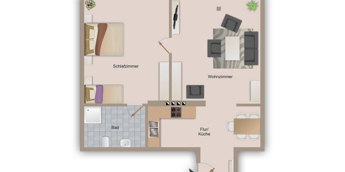 Grundriss Ferienwohnung „Uhu“ – Stilvoll entspannen in der Altstadt von Wittenberg