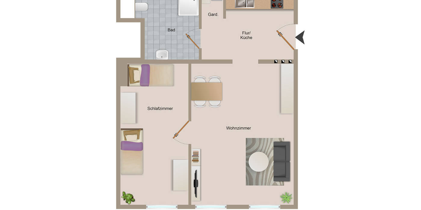 Grundriss Ferienwohnung „Waldkauz“ – Entspannte Tage in zentraler Lage