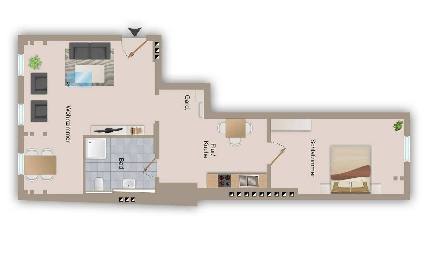 Grundriss - Ferienwohnung „Schneeeule“ – Entspannte Urlaubstage im Herzen Wittenbergs